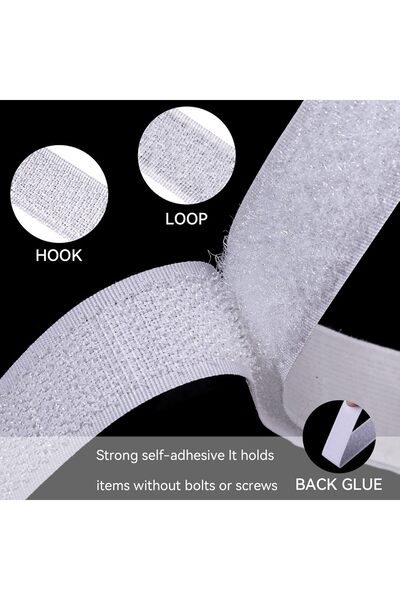 LUXER Self-Adhesive Hook-and-Loop Tape, Chair Type, Dimensions 500x5 cm, White