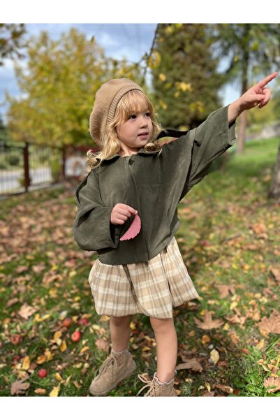 Pinkitokids Ada Suede Look Bomber Jacket and Seersucker Skirt Girls' Set