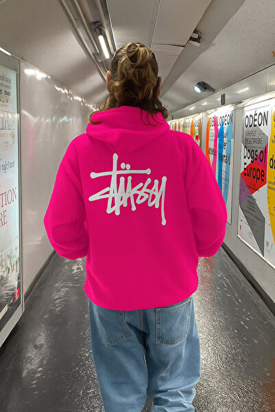 CLASSY.MODA Unisex 3 Thread O Oversized K Hooded Back Lettering B Printed Thick Kangaroo Pocket Streetwear Sweat