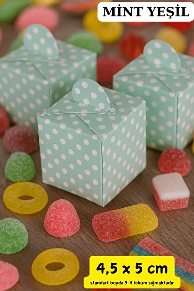 Emtory Home Kare Kutu | Yeşil Puantiyeli Lokum Kutusu - Şeker Kutusu - Mevlid...