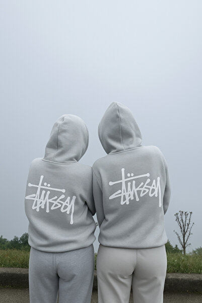 CLASSY.MODA Hanorac unisex cu combinație dublă supradimensionat 3 fire din țe...