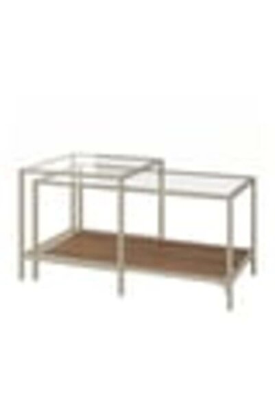 IKEA VITTSJÖ Laptop stand, black-brown/glass, 35 x 65 cm