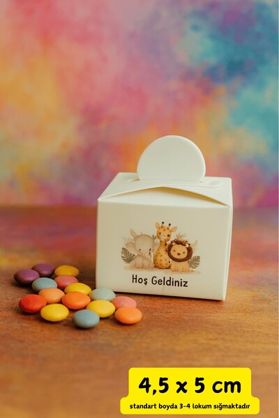 Emtory Home Kare Kutu | Safari Lokum Kutusu - Çikolata Kutusu -- Hediye Mevlid Kutusu - Sünnet Hediye 10 Adet