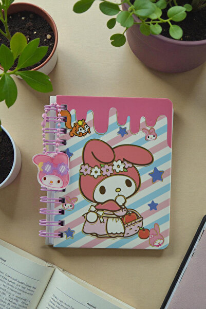 Kids Like دفتر ملاحظات بغلاف صلب مع حلقة مفاتيح A7 - قطعة واحدة