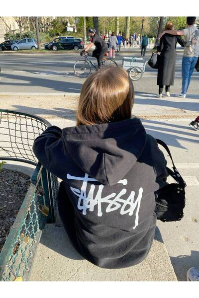 CLASSY.MODA Unisex oversized 3 Thread K με κουκούλα Επιγραφή στο πίσω μέρος B...