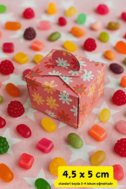 Emtory Home Kare Kutu | Çiçekli Lokum Kutusu - Şeker Kutusu - Mevlid Şeker Ku...