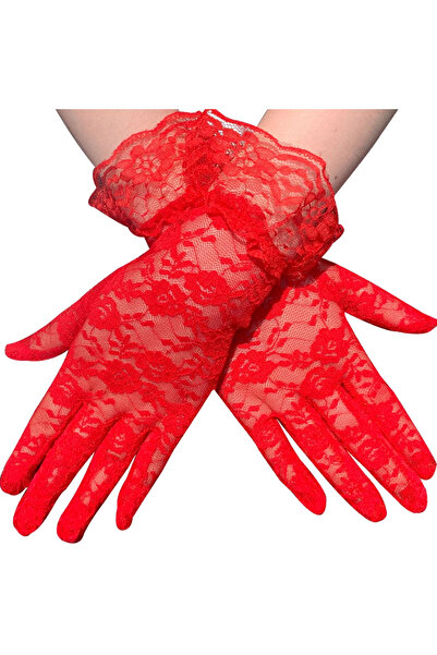 eco port Lace-Up Ankle Length Red Lace Gloves Adult