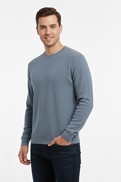 DYNAMO Men's Crew Neck Sweater Honeycomb Knit Classic Pattern 7002 Bgl-St04928