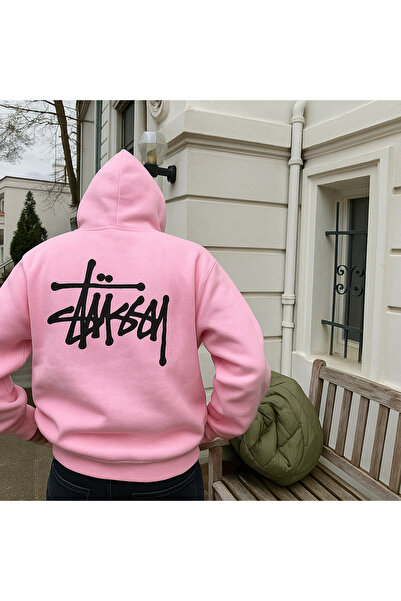 CLASSY.MODA Unisex Oversized 3 Thread Thick Fabric K Hooded Back Lettering B Printed Kangaroo Pocket Sweatshirt