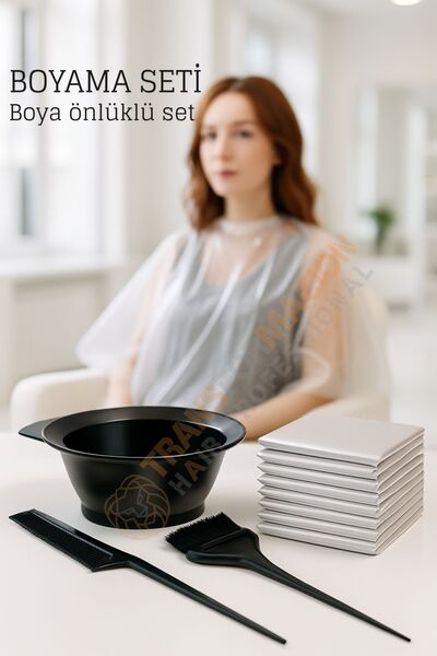 Transformacion Saç Boyama Seti 3’lü ve Saç Boya Önlüğü Tarak, Seti Fırça, Boya Kabı ile Profesyonel Uygulama