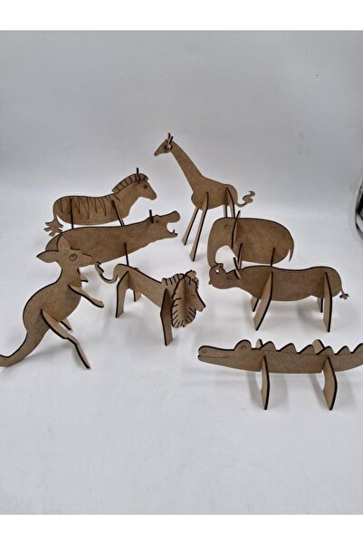 markentegra 8 قطع من مجموعة الرسم الخشبية ثلاثية الأبعاد على شكل حيوانات للمد...