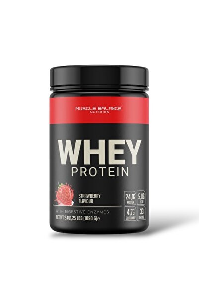 MUSCLE BALANCE بروتين مصل اللبن 1090 جرام 33 حصة بنكهة الفراولة