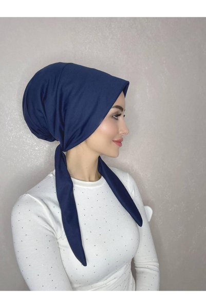 OykumBone Lacivert dört mevsim kullanıma uygun düz pamuk şal eşarp
