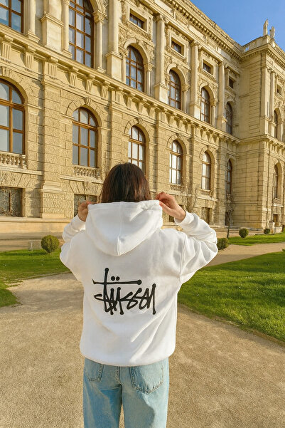 CLASSY.MODA Unisex Oversized 3 Thread Count Fleece-Lined Thick Fabric Back Lettering B Printed K Hooded Sweatshirt