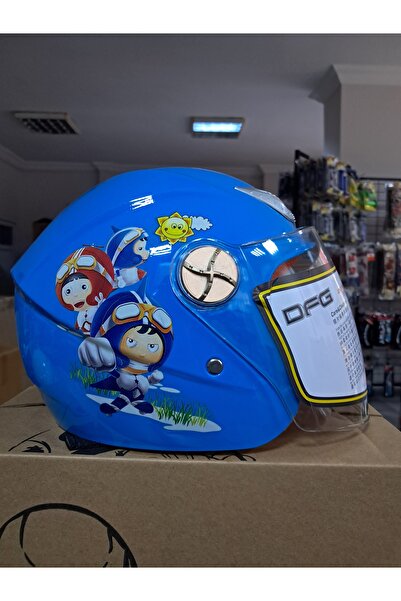 AskStoree MAVİ ÇOCUK YARIM KASK ŞEFFAF VİZÖRLÜ STANDART BEDEN
