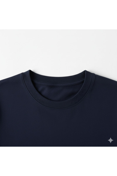 A&O Style Men's Navy Blue Oversized Crew Neck Basic Cotton T-Shirt