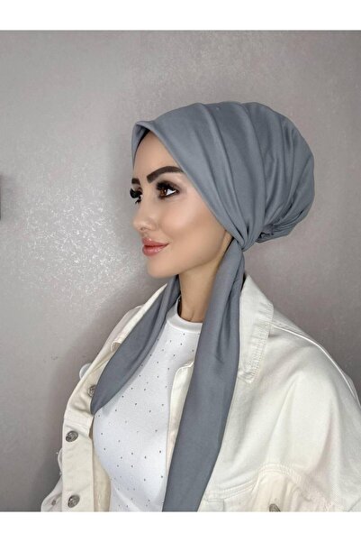 OykumBone Gri dört mevsim kullanıma uygun düz pamuk şal eşarp