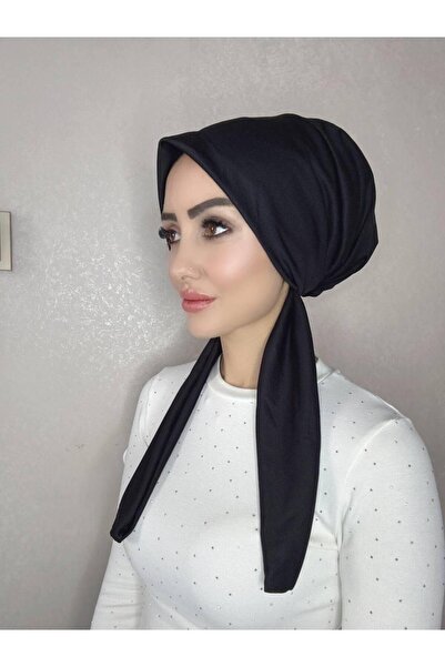 OykumBone Siyah dört mevsim kullanıma uygun düz pamuk şal eşarp