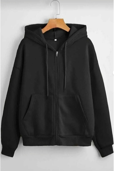S&A DESIGN Unisex Zippered Hooded Cardigan Jacket Sweatshirt