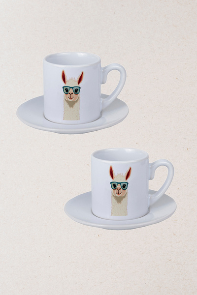 Ormira Konsept طقم فناجين قهوة تركية من نوع دوبل لاما بي مطبوع