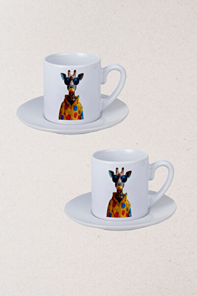 Ormira Konsept طقم فناجين قهوة تركية موديل زرافة بي مطبوع من إيكالي