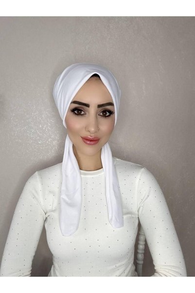 OykumBone Beyaz dört mevsim kullanıma uygun düz pamuk şal eşarp