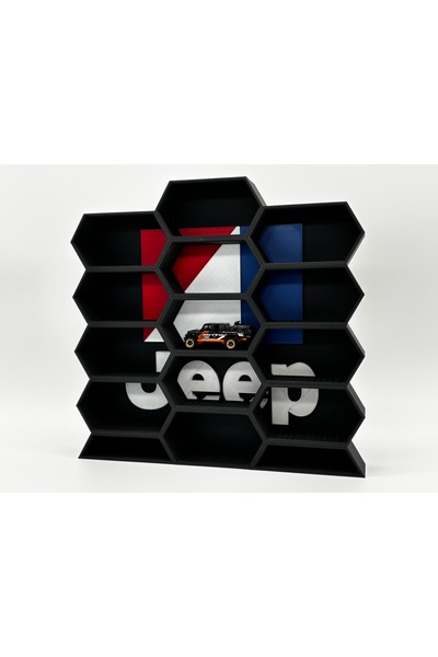 HasFar Tech Amc Jeep-Themed Hexagonal Hot Wheels Car Rack 13-Piece Set