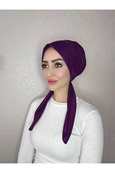 OykumBone Mürdüm dört mevsim kullanıma uygun düz pamuk şal eşarp