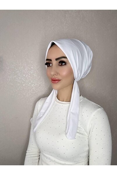 OykumBone Beyaz dört mevsim kullanıma uygun düz pamuk şal eşarp