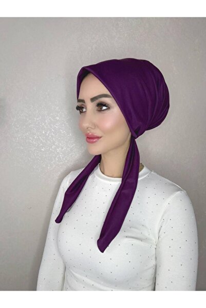 OykumBone Mürdüm dört mevsim kullanıma uygun düz pamuk şal eşarp