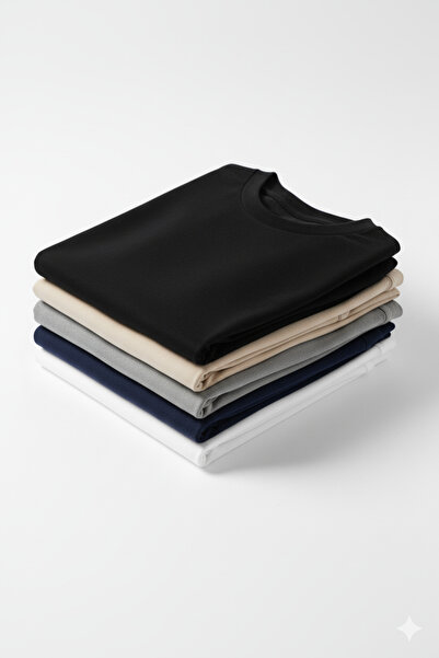 A&O Style Men's Navy Blue Oversized Crew Neck Basic Cotton T-Shirt