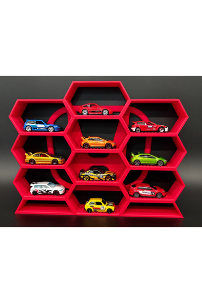 HasFar Tech Honda - Themed Hexagonal Hot Wheels Car Rack 9-Piece