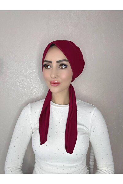 OykumBone Bordo dört mevsim kullanıma uygun düz pamuk şal eşarp
