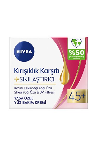NIVEA Kırışıklık Karşıtı + Sıkılaştırıcı Yaş 45+ Yüz Bakım Kremi 50 ml X 4 ADET