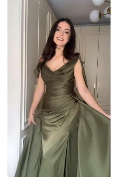 diarafashionsa Soft olive-colored dress