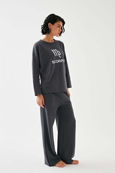modaserdem Akbeniz Women's Smoked Scorpio Oversized 2 Thread Tracksuit Home Wear Set