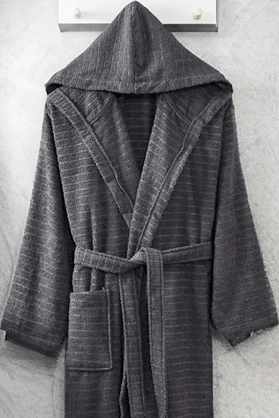 HRN Textile 2-Piece Cotton Natural Hooded Couple Bathrobe