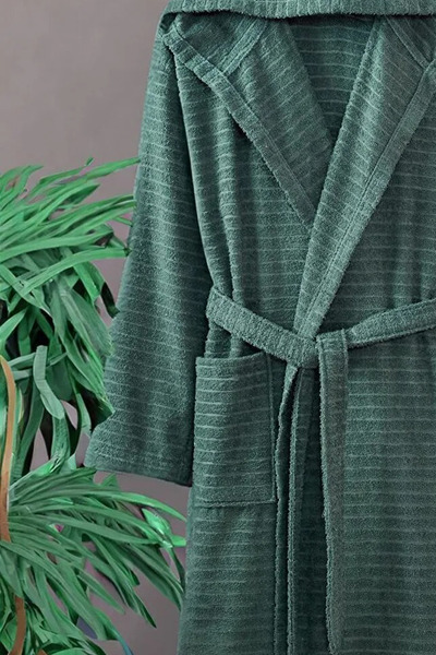 HRN Textile Cotton Nature Hooded Bathrobe