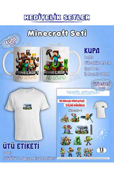 AGG Reklam İsme Özel Minecraft Kupa Seti