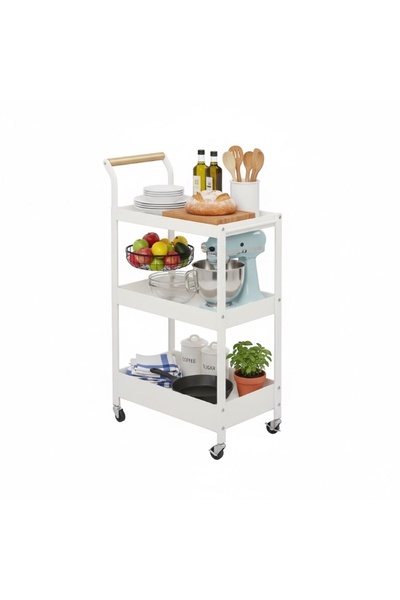 ABAREEK Three-tier metal storage cart, a versatile piece of furniture used for storage and organization throughout the home.