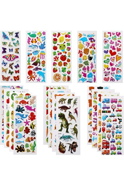 Generic 550 3D Puffy Stickers for Kids 22 Sheets Animals Trucks Dinosaurs Waterproof Party Favors
