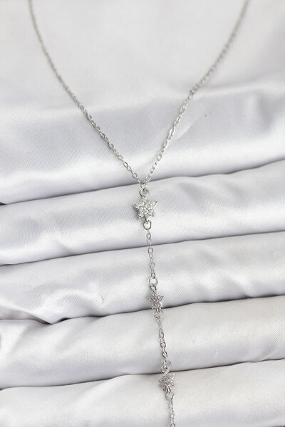 Skygo قلادة نسائية على شكل نجمة فضية اللون من الفولاذ 316L - TJ-BKO10671