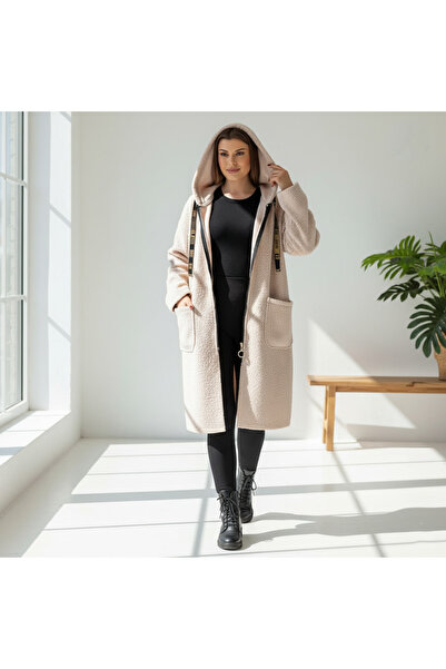 SETA FASHION Kapüşonlu Fermuarlı Cepli Teddy Kaban