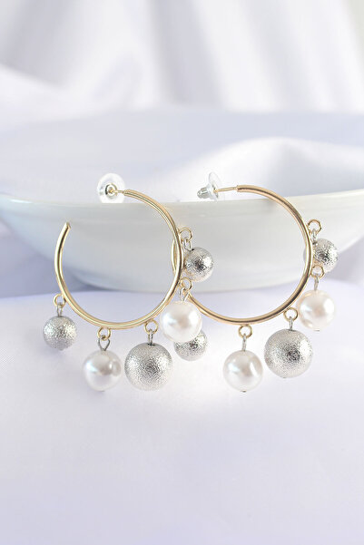 Skygo Brass Silver Color Heel Model Gold Color Hoop Earrings - Tj-Bkp8907