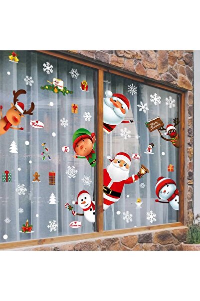 Generic 182pcs Christmas Window Clings Static Stickers Santa Snowflake Deer Xmas Decor