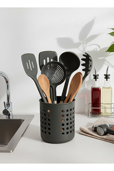 Hagen A+ Cylinder Cutlery Rack Countertop Serving Stand Upright Cutlery Organizer Holes for Water Drainage