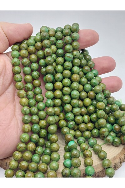 Yasamtohumu حجر الفيروز الأفريقي - سلسلة من الأحجار الطبيعية مقاس 8 مم