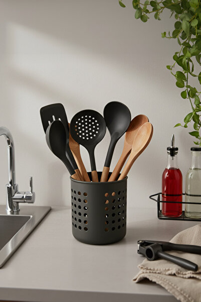 Hagen A+ Cylinder Cutlery Rack Countertop Serving Stand Upright Cutlery Organizer Holes for Water Drainage