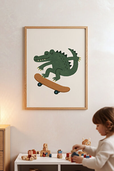 Posteria Spor Temalı Erkek Çocuk Odası Tavblosu, Doğal Ahşap Çerçeve + Poster...