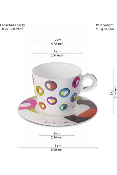 Omada PLEXART Mugs and Cups Set of 2 Tea Mugs - Heart Color